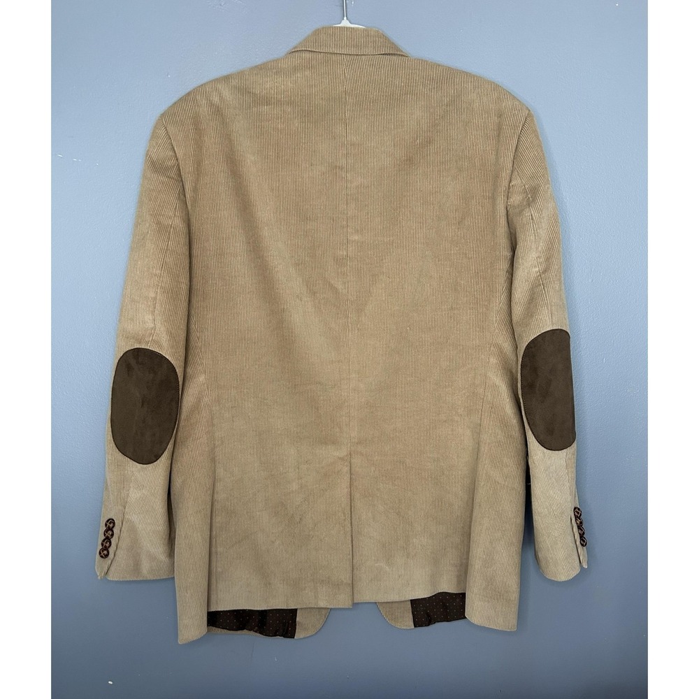 Chaps Blazer Mens 42R Beige Corduroy Two Button Elbow Patch Sport Coat Jacket